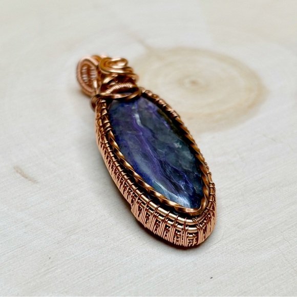 Charoite Wire Wrap Pendant - Picture 8 of 9